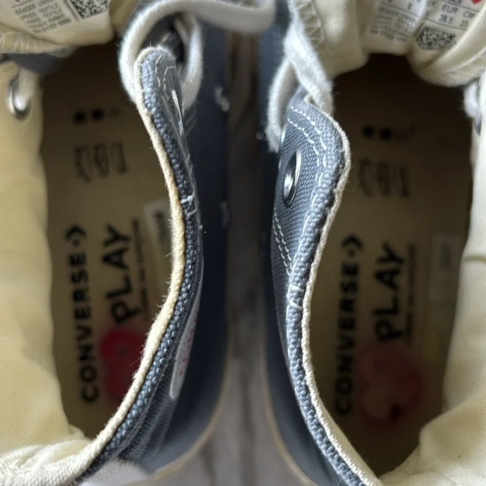 COMME DES GARCONS PLAY x Converse Unisex Chuck Taylor High Top Sneakers gray w6 - Picture 11 of 15